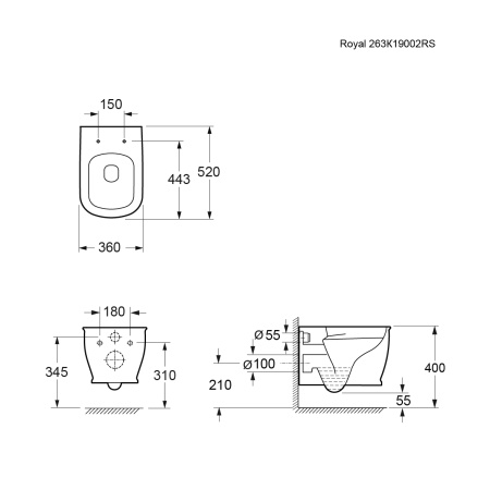 Унитаз подвесной Ambassador Royal 263K19002RS белый с сиденьем микролифт каскадный смыв